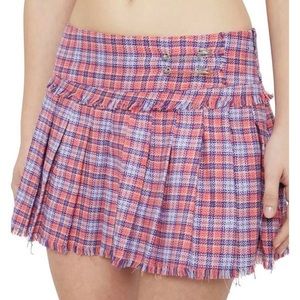 danielle guizio mini skirt safety pins plaid